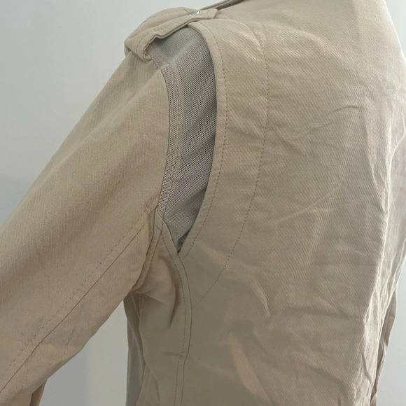 BLANKNYC Women's Crepe Moto Jacket Zips Snaps Adjust Belt Tan Size Large NWT $98 - Picture 6 of 7
